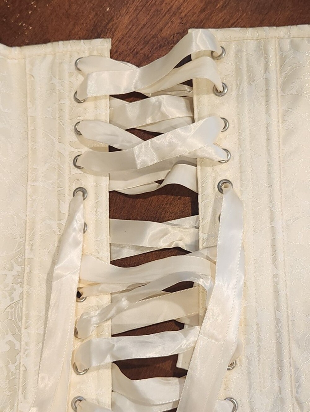 Ivory Satin Lace-Up Underbust Corset Top